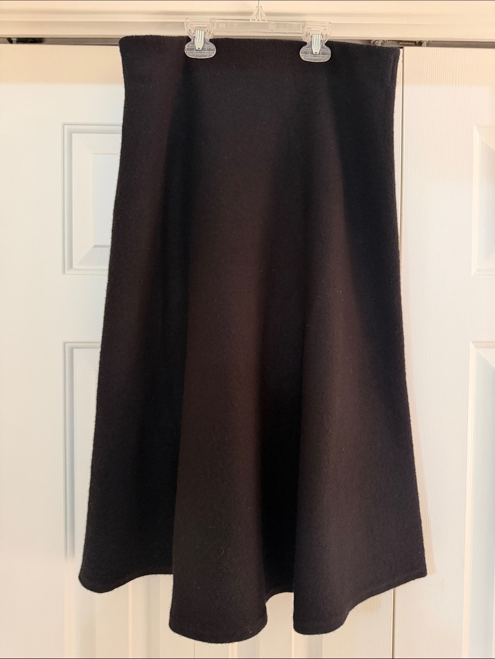COS 100% Wool Black A-Line Flared Midi Skirt Size M